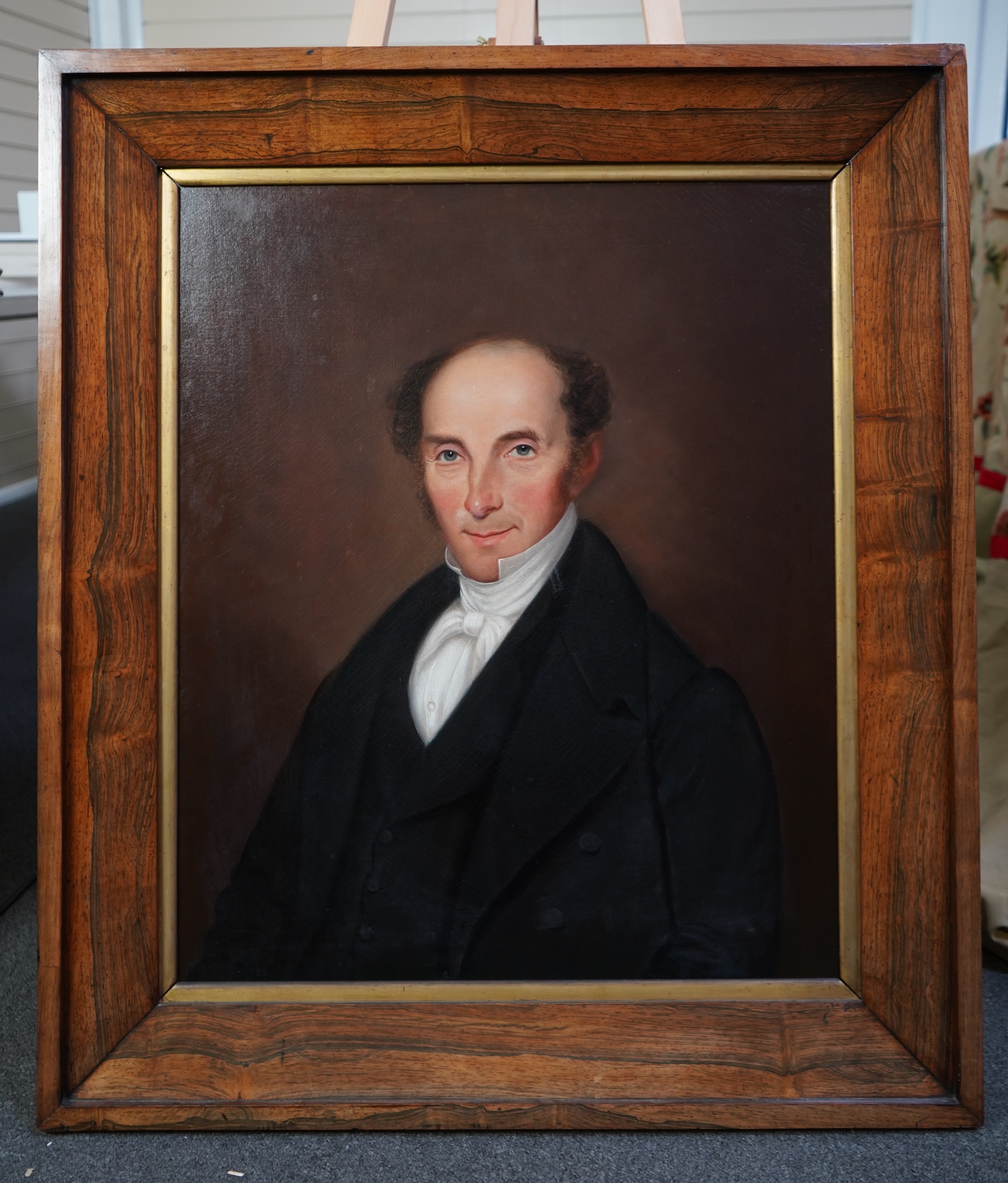 English School, 19th century, A portrait of a seated gentleman